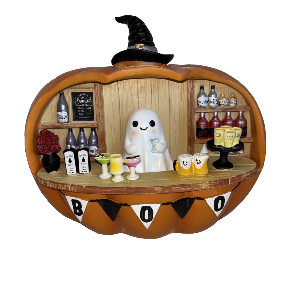Ghost Boo Bar in Pumpkin Drink Drinks Cocktails Halloween Witch Hat Viral NEW